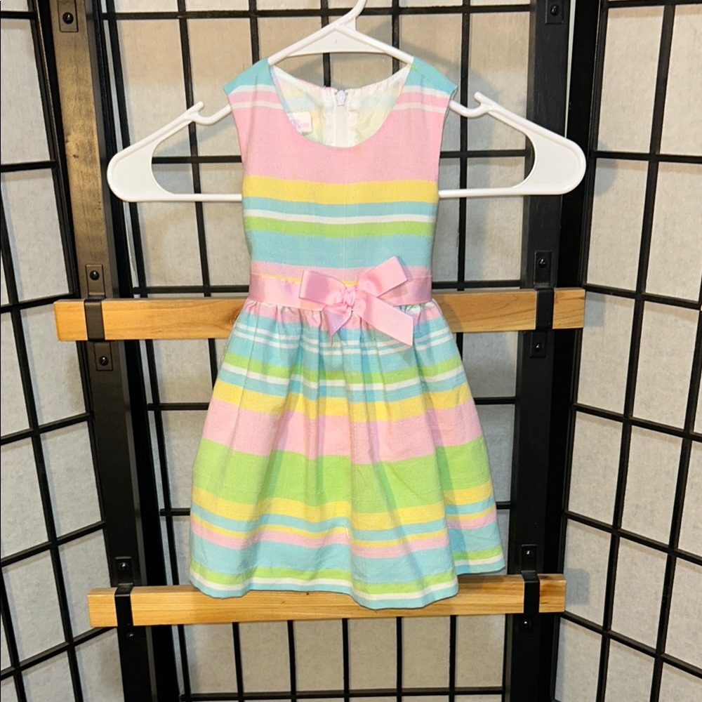 🦋Bonnie Baby Pink and Green Pleated Sundress Sleeveless Crew Neck 5/25$